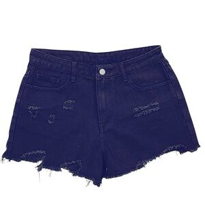 High Waist Distressed Black Jean Shorts – Size M